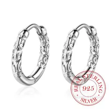 Корейские винтажные серьги-кольца из стерлингового серебра 925 пробы, винтажные серьги для женщин, серебряные украшения, свадебная вечеринка, подарок маме чёрный