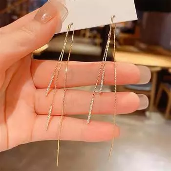 Корейские восточные ворота, длинная цепочка с кисточками, женские универсальные модные серьги с защитой от потери ушей