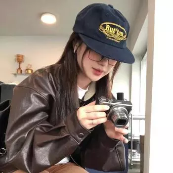 Корейские вышитые шляпы с плоскими полями в стиле хип-хоп для мужчин и женщин, летние солнцезащитные бейсболки для отдыха на природе 56-58cm тёмно-синий