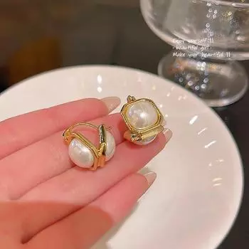 Корейские высококачественные двухсторонние жемчужные серьги - стиль французской ретро-сказки золотой