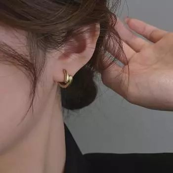 Корейские высококачественные золотые серьги-кольца для женщин - модный дизайн весна/лето 2023 г.