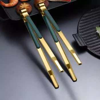 Корейские зажимы для барбекю из нержавеющей стали Нескользящие зажимы для еды Кухонные принадлежности Щипцы для барбекю Зажимы для стейков Бытовой удлинитель