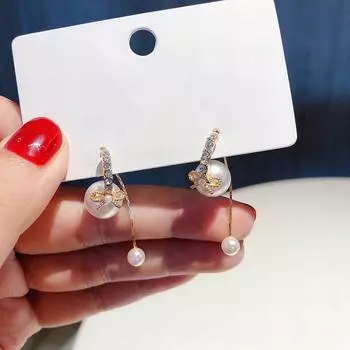 Корейские жемчужные серьги спереди и сзади, новые серьги для женщин, классические модные украшения, бижутерия