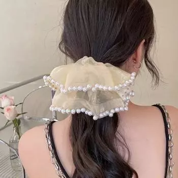 Корейские жемчужные широкие веревки для волос, резинки для волос, элегантное кольцо для волос большого размера, эластичная повязка для волос, женские аксессуары для волос, повязка на голову, головной убор