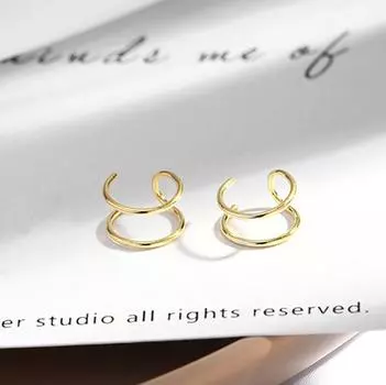 Корейские женские двухслойные серьги-клипсы, модные милые и свежие серьги