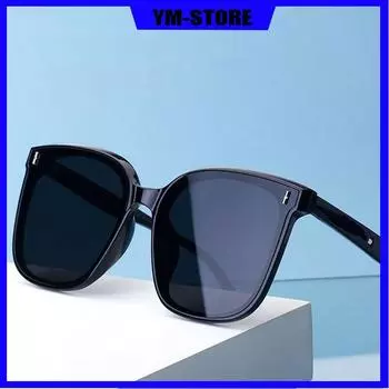 Корейские женские солнцезащитные очки, модные трендовые солнцезащитные очки в большой квадратной оправе со звездой и тем же абзацем, солнцезащитные очки с рисовыми гвоздями для мужчин чёрный