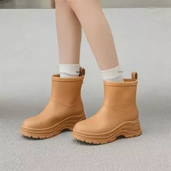Корейские женские водонепроницаемые, нескользящие резиновые сапоги с теплой хлопковой подкладкой и толстой подошвой для кемпинга на открытом воздухе 39
