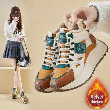 Корейские женские зимние спортивные кроссовки из бархата XFK837 — теплые, стильные и повседневные на 2024 год 35 зелёный