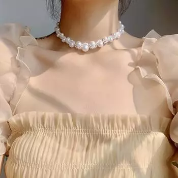 Корейский элегантный подарок на свадьбу на ключицу, цепочка-чокер, многослойное жемчужное ожерелье B