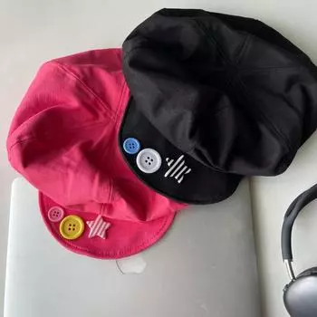 Корейский берет с пуговицами и звездами, симпатичный летний берет с восьмиугольной шляпой, модная однотонная кепка для женщин 56-58cm