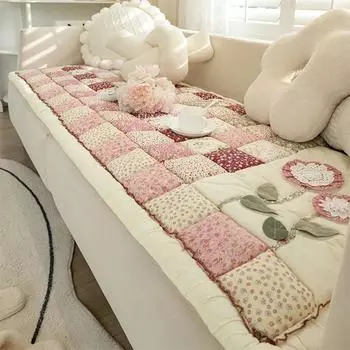 Корейский чехол для дивана из чистого хлопка для гостиной, вышитые диваны, полотенце, нескользящие чехлы для дивана, угловой диван в форме буквы L, коврик для сиденья 70x70cm 1pcs