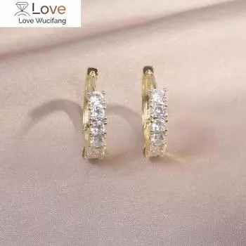 Корейский дизайн модные ювелирные изделия 14 карат настоящее золотое покрытие AAA циркон простые круглые серьги милые девушки женские повседневные аксессуары белый