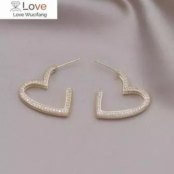 Корейский дизайн модные ювелирные изделия с милой насечкой Love циркон 14 карат позолоченные серьги элегантные женские рабочие аксессуары белый