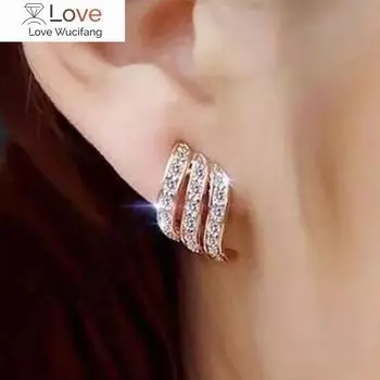 Корейский дизайн стразы клипсы серьги без отверстия женские простые элегантные стильные серьги манжеты для свадебной вечеринки ювелирные изделия золотой