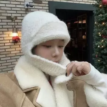 Корейский дизайнер ретро вязаные шапки-балаклавы для женщин осень и зима милые универсальные защитные уши теплые шапки-бомберы для мужчин 56-58cm бежевый