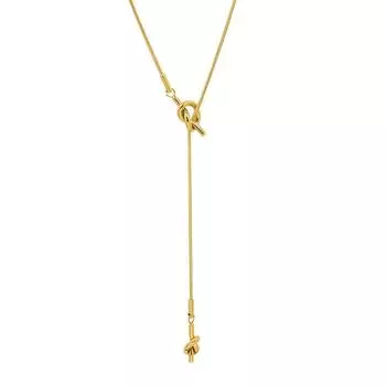 Корейский геометрический дизайн в форме сердца с завязанными кисточками, регулируемая цепочка для свитера, нишевое покрытие, 18-каратное золотое ожерелье M045