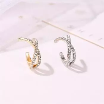 Корейский геометрический темперамент U-образный девушки женщины хрустальные серьги-клипсы уха манжеты крест-клипсы серьги серебряный