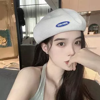 Корейский ins tide Интернет знаменитость белый берет женский летний прохладный тонкий дышащий ранняя осень алфавит шляпа художника весна и осень average size (54-58cm) хаки