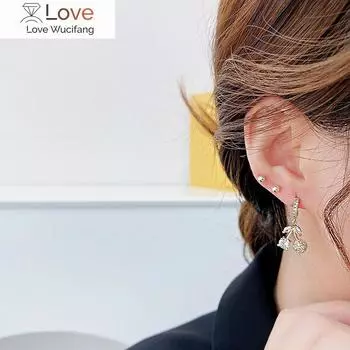 Корейский изысканный милый дизайн вишни, покрытие из 14-каратного настоящего золота, серьги-гвоздики, элегантный роскошный шарм для леди, модные нежные серьги, подарок