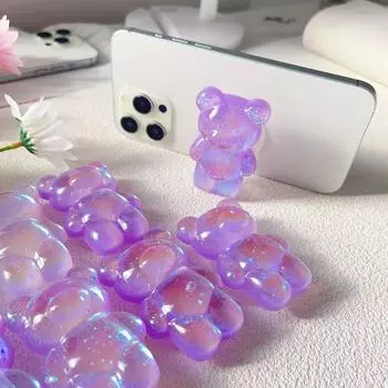 Корейский красочный стенд с медведем: Креативный телескопический складной держатель для телефона в виде ракушки fragment colorful bear фиолетовый