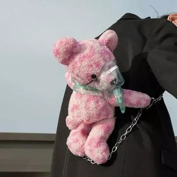 Корейский леопардовый медведь кукла рюкзак пушистая кукольная сумка мультфильм плюшевая сумка через плечо для девочек D