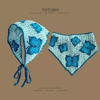 Корейский маленький перец ручной работы крючком полый треугольник полотенце для путешествий милый и милый ремешок шарф для волос Adjustable (both adults and children)