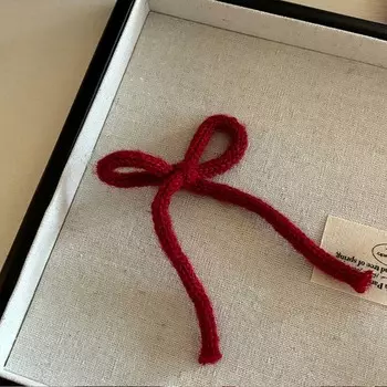 Корейский милый красный вязаный ленточный бант заколка для волос для женщин девочек конфетного цвета заколка для челки головной убор украшение аксессуары для волос