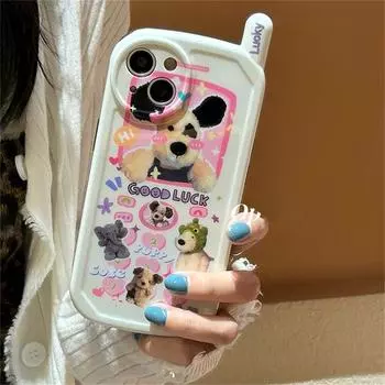 Корейский милый мультяшный плюшевый щенок-кукла, дизайнерский чехол для телефона для Iphone 14 13 12 11 Pro Max, милый противоударный мягкий чехол на заднюю панель Funda For iPhone 11Pro Max