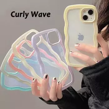Корейский милый прозрачный волнистый чехол для Iphone 11 12 13 Pro Max X Xr Xs 13pro гибридный противоударный мягкий чехол Эстетический чехол For iPhone X or XS