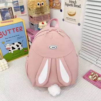 Корейский милый рюкзак с кроликом женский 2024 студенческий школьный рюкзак для средней школы рюкзак для колледжа дорожная сумка компьютерная сумка чёрный