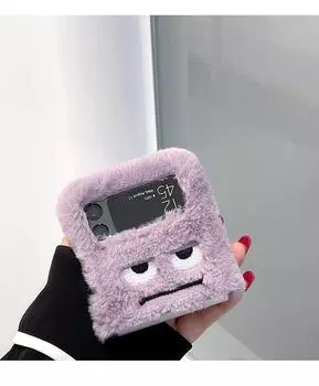 Корейский милый забавный пушистый плюшевый меховой чехол Angry Monster для Samsung Galaxy Z Flip 3 4 5g Z Flip3 Flip4 Zflip3 Zflip4 чехол for Z Flip 4