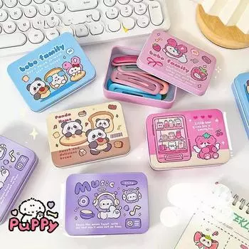 Корейский мультфильм, еда для животных, железная коробка для хранения, портативное кольцо Kawaii для девочек, ювелирные изделия, зажим для волос, кнопка, пылезащитная маленькая коробочка