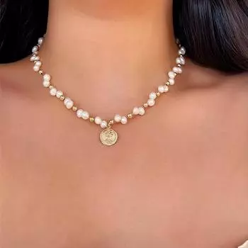 Корейский новый дизайн, модные украшения, обернутые вокруг жемчужного портретного кулона, ожерелье, элегантные женские аксессуары для вечеринок