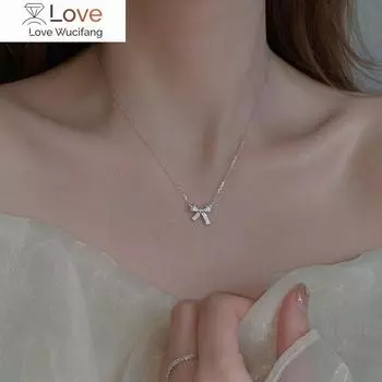 Корейский новый дизайн модные ювелирные изделия изысканные ожерелья медная инкрустация цирконием бант кулон элегантное женское ожерелье ключицы золотой