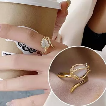 Корейский Новый Изысканный Опал Цветок Тюльпана Регулируемое Открытое Кольцо Модные Темпераментные Кольца Женские Ювелирные Изделия