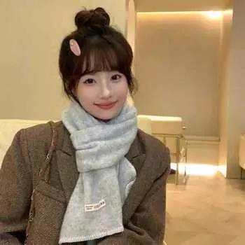 Корейский одинарный ароматный бабушкин стиль замок кромка винтажный маленький шарф короткий шарф утолщенный студенческий теплый шейный мужской и женский зимний студенческий прилив розовый