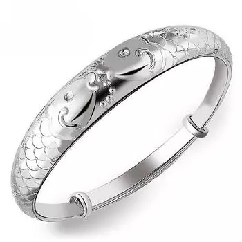 Корейский посеребренный браслет для женщин, милые ювелирные изделия в виде рыб, браслет из искусственного серебра Adjustable size