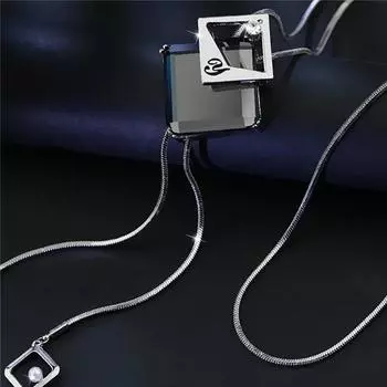 Корейский простой геометрический свитер с двойной кисточкой и цепочкой, длинное ожерелье, женский темперамент, дикий кулон One Size серебряный