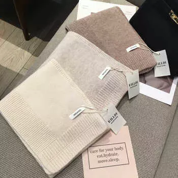 Корейский простой шарф из 100% шерсти, австралийская чистая шерсть, зимний однотонный платок для студентов и пар, теплый