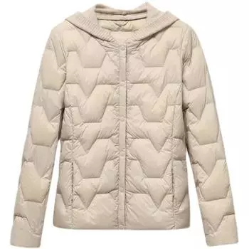 Корейский пуховик женский короткий трикотажный с капюшоном и грудью легкий и тонкий 2024 новый осенне-зимний легкий пиджак M (80-50 kg) темный кофе