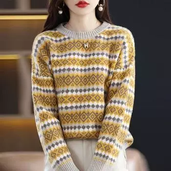 Корейский пуловер с круглым вырезом, свитер, женский пуловер, короткий свободный трикотажный новый осенне-зимний свитер с длинными рукавами, женские топы One Size синий