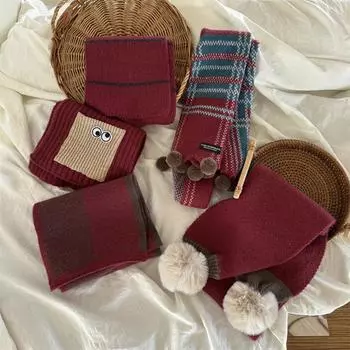 Корейский ретро детский шарф осенне-зимний иностранный стиль милый и универсальный клетчатый утолщенный теплый ветрозащитный детский шарф 5-12 years old