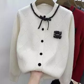 Корейский ретро-стиль ромбовидный вязаный кардиган свитер женский весна и осень новый ленивый топ куртка One size красный