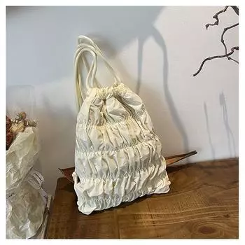 Корейский рюкзак со складками и завязками, повседневная сумка из нейлоновой ткани большой вместимости, женский нишевый рюкзак для поездок на работу