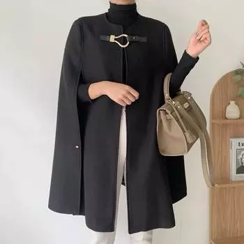 Корейский шик осень-зима французский нишевый круглый вырез шикарный на одной пуговице свободный повседневный универсальный плащ для волос пальто для женщин M серый