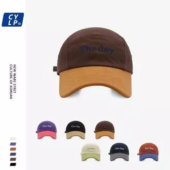 Корейский шикарный цветной бейсболки с вышитыми буквами, женские весенне-летние универсальные солнцезащитные ретро-кепки с 5 клапанами для мужчин 56-58cm бежевый