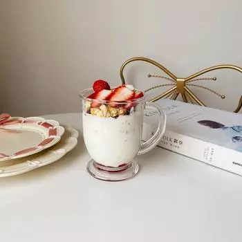 Корейский стакан с высокой ножкой и ручкой, чашка для холодного кофе, чашка для молока, чашка для сока, чашка для холодных напитков, чашка для хлопьев, бутылка для молока 401-500ml