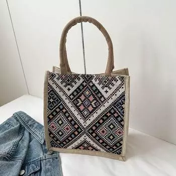 Корейский стиль 2023 Модная сумка-тоут для студенток Ethnic зелёный