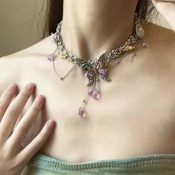 Корейский стиль бабочка кисточка ожерелье сладкий чокер модный Y2k ключица цепочка для женщин Butterfly