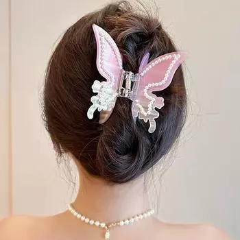 Корейский стиль Бабочка Краб Заколка для волос Розовая геометрия Акула Заколка Сладкая уксусная кислота Волосы Коготь Свадьба синий